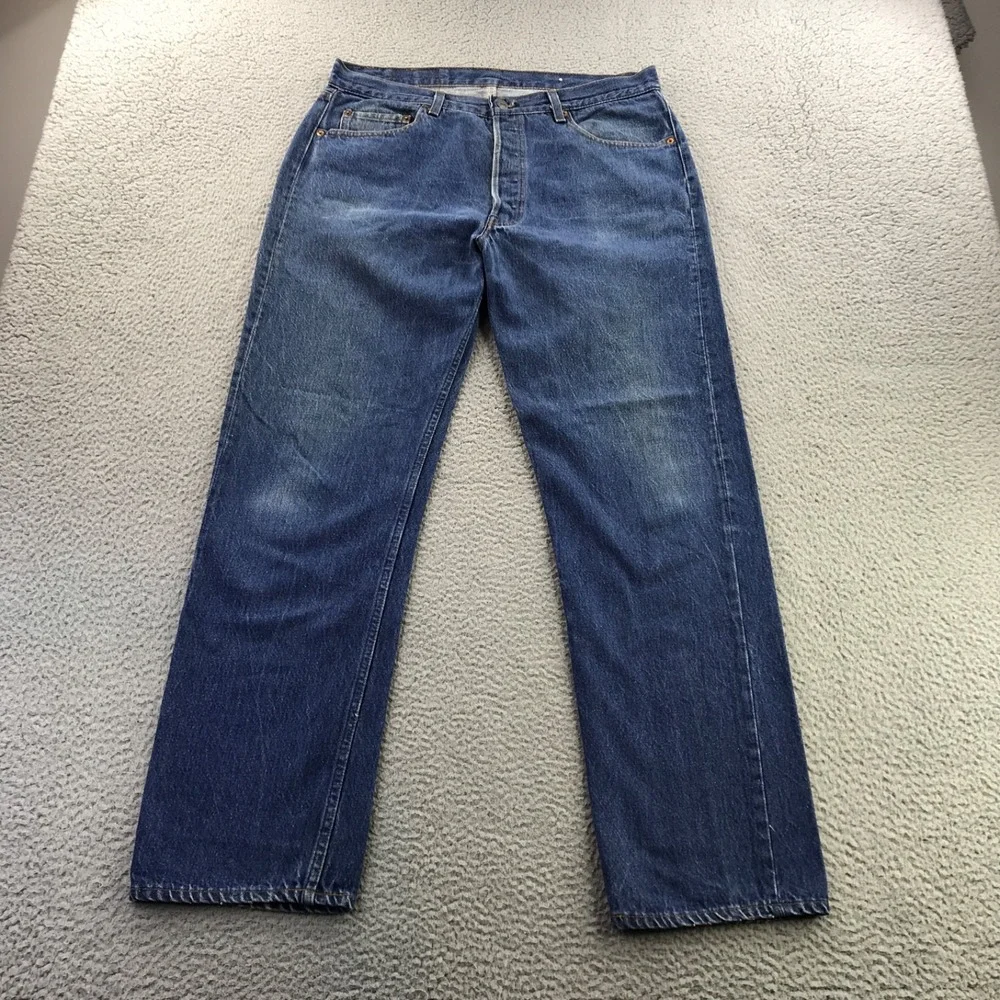 VTG Levis Jean Men 36x32 (Fits 32x31) Blue 501 Faded Dark 80s Denim Made In USA